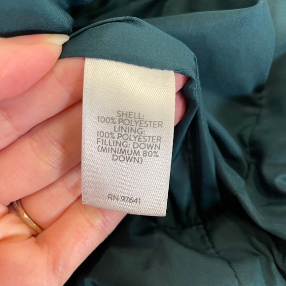 J. Jill Hooded Down Filled Puffer Vest Spruce Green Pockets Gorpcore Outdoors L - Picture 5 of 6